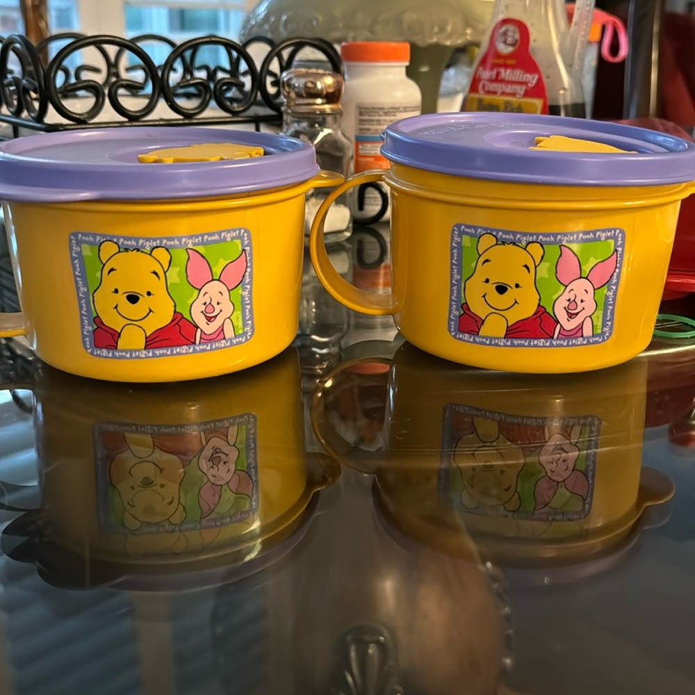 Vintage Tupperware Winnie The Pooh cup bowl with lid